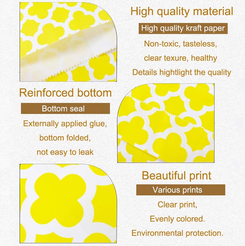 KEYYOOMY 100 Pcs Yellow Candy Buffet Bags Small Cookie Bags Polka Dot Paper Treat Bag for Wedding Birthday Party (5 inch x 7 inch) - Image 3